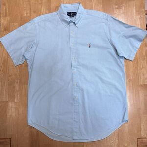 Ralph Lauren Classic Fit Mens Short Sleeve Button Down Shirt Light Aqua Sz Large